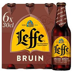 Foto van Leffe bruin belgisch abdijbier flessen 6 x 300ml bij jumbo