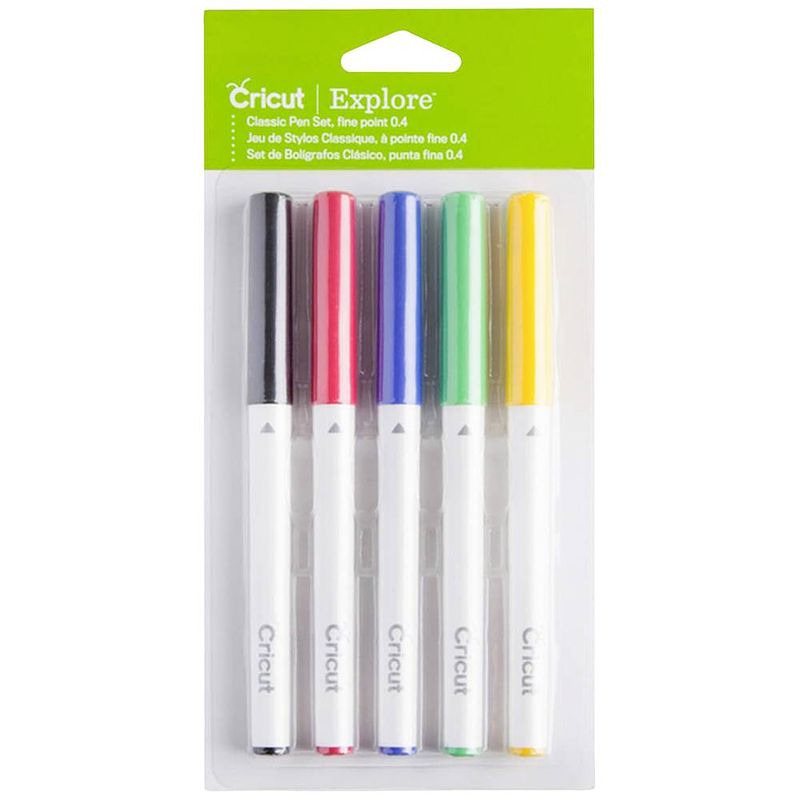 Foto van Cricut explore/maker fine point 5-pack classics stiftset zwart, rood, blauw, groen, geel