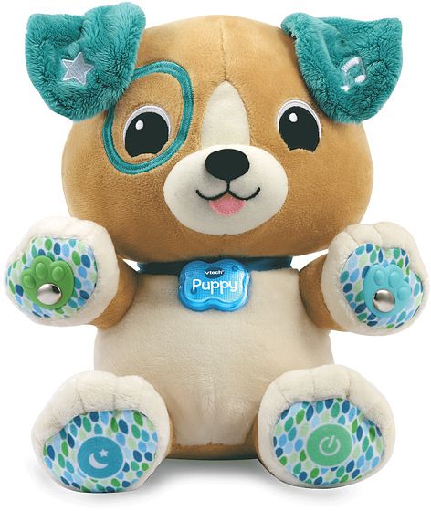 Foto van Vtech knuffel mijn interactieve puppy pluche bruin/turquoise