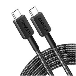 Foto van Anker anker 322 usb-c to usb-c cable nylon (1.8m braided black) 60w kabel zwart