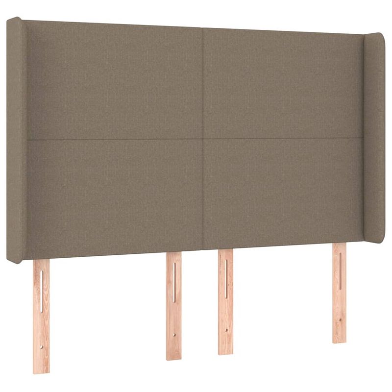 Foto van The living store hoofdbord taupe - 147x16x118/128 cm - trendy ontwerp - stevige houten poten - verstelbare hoogte -