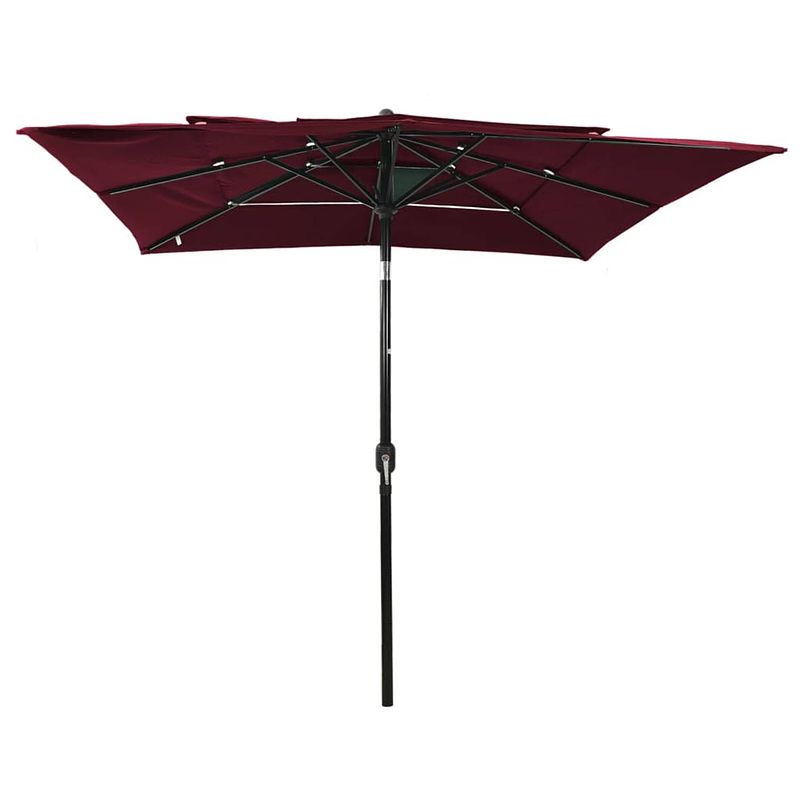 Foto van The living store parasol 3-laags bordeauxrood 250x250x260cm - uv-beschermend polyester en gepoedercoat aluminium