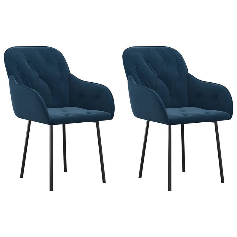 Foto van The living store eetkamerstoelen - blauw fluweel - ergonomisch ontworpen - 57x61x80cm