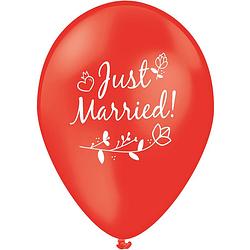 Foto van Tib ballonnen just married! 30 cm latex rood 5 stuks