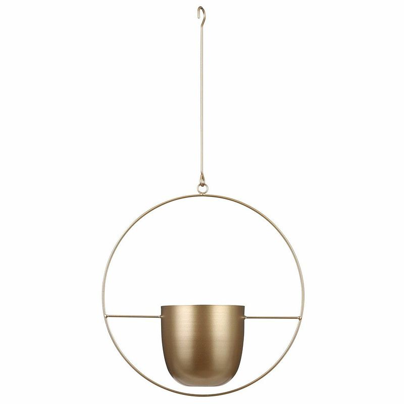 Foto van Mica decorations plantenpot - ijzer - industrieel goud - l34 x w14 x h65 cm - plantenpotten