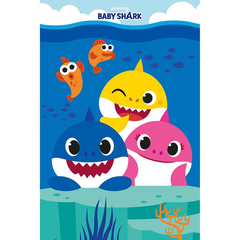 Foto van Baby shark fleecedeken family - 100 x 150 cm - polyester