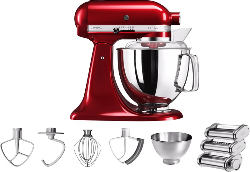 Foto van Kitchenaid artisan 5ksm175ps appelrood + pastarollerset