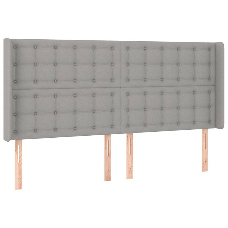 Foto van Vidaxl hoofdbord met randen 163x16x118/128 cm stof lichtgrijs