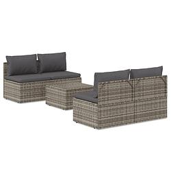 Foto van Vidaxl 5-delige loungeset met kussens poly rattan grijs