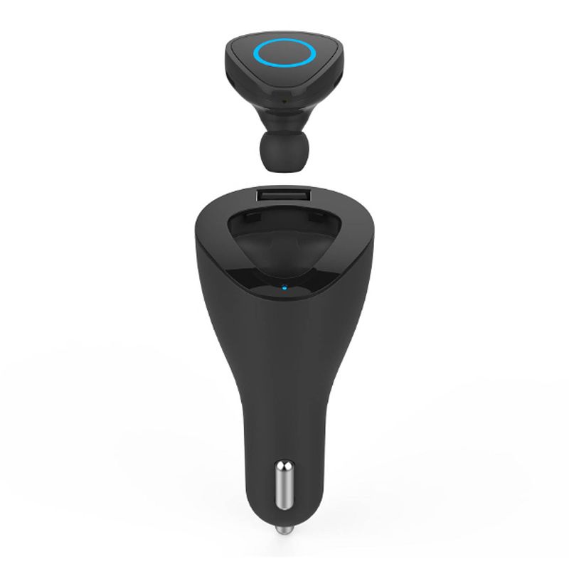 Foto van Bluetooth headset met autolader, zwart - kunststof - celly