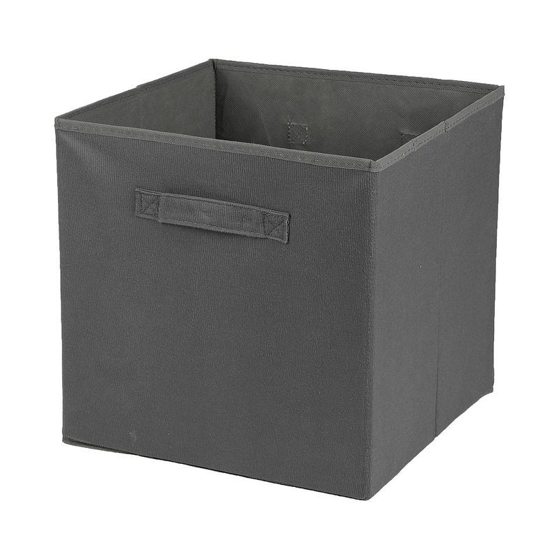 Foto van Urban living opbergmand/kastmand square box - karton/kunststof - 29 liter - titanium grijs - 31 x 31 x 31 cm - opbergman