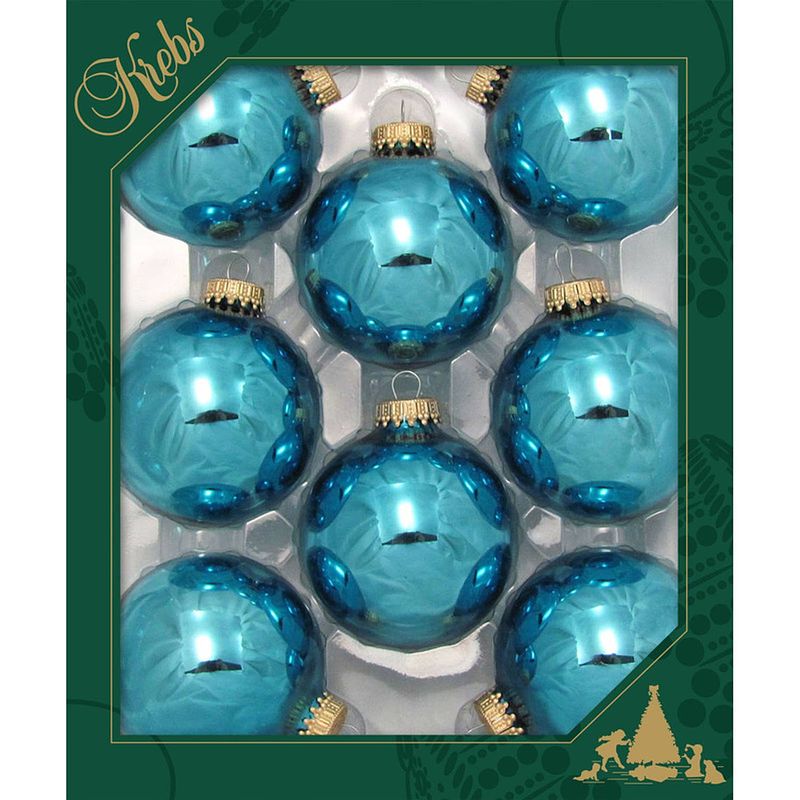 Foto van 8x turquoise blauwe glazen kerstballen glans 7 cm kerstboomversiering - kerstversiering/kerstdecoratie turquoise blauw