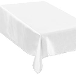 Foto van Tafelkleed/tafellaken satijn wit 360 x 140 cm polyester - tafellakens