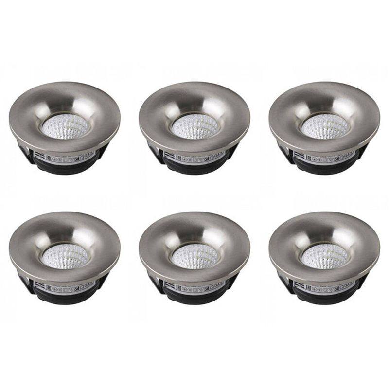 Foto van Led veranda spot verlichting 6 pack - inbouw rond 3w - natuurlijk wit 4200k - mat chroom aluminium - ø48.5mm