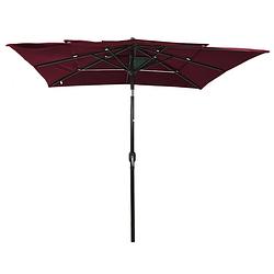 Foto van The living store parasol 3-laags bordeauxrood 250x250x260cm - uv-beschermend polyester en gepoedercoat aluminium