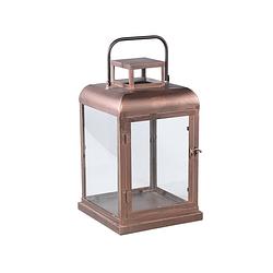 Foto van Ptmd vitoria copper rectangle iron lantern with glass m