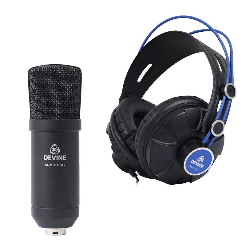 Foto van Devine m-mic usb bk + devine pro 3000 hoofdtelefoon