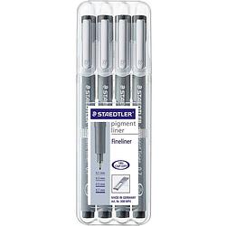 Foto van Staedtler fineliner pigment liner opstelbare box met 4 stuks (0,1 - 0,3 - 0,5 en 0,7 mm)