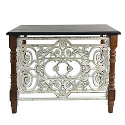 Foto van Clayre & eef sidetable 101*55*79 cm bruin wit hout rechthoek wandtafel haltafel console tafel bruin wandtafel haltafel