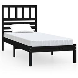 Foto van The living store houten bedframe - grenenhout - 205.5 x 106 x 100 cm - zwart