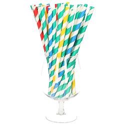 Foto van 300x duurzame papieren drinkrietjes gekleurd 21 cm - drinkrietjes