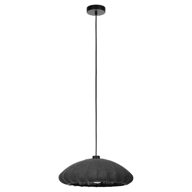 Foto van Eglo barlaston hanglamp - e27 - ø 45 cm - zwart/grijs - textiel