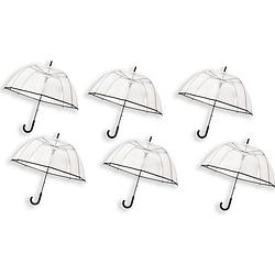 Foto van 6 stuks transparante koepelparaplu 85 cm - doorzichtige paraplu - trouwparaplu - bruidsparaplu - stijlvol - plastic - au