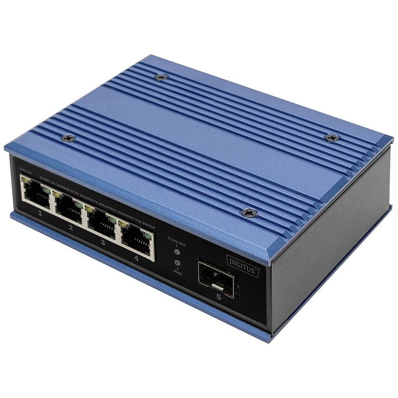 Foto van Digitus dn-651131 industrial ethernet switch 4 + 1 poorten 10 / 100 mbit/s poe-functie