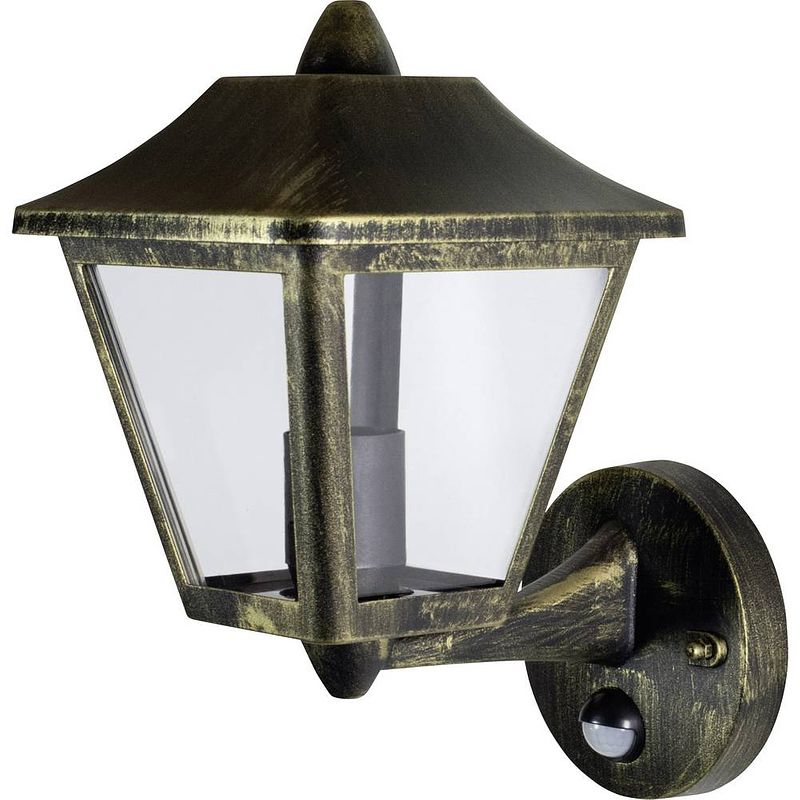 Foto van Ledvance endura® classic traditional alu l 4058075206281 buitenlamp met bewegingsmelder (wand) led e27 zwart, goud