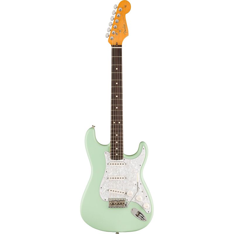 Foto van Fender limited edition cory wong stratocaster rw surf green elektrische gitaar met deluxe hardshell koffer