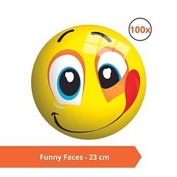 Foto van Bal - voordeelverpakking - funny faces - 23 cm - 100 stuks