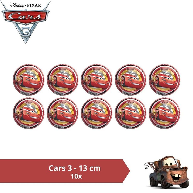 Foto van Bal - voordeelverpakking - cars - 13 cm - 10 stuks