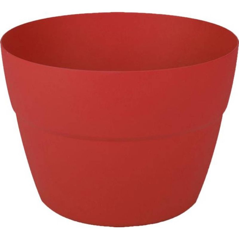 Foto van Balkon plantenpot/bloempot kunststof rood d30 x h21 cm - plantenpotten