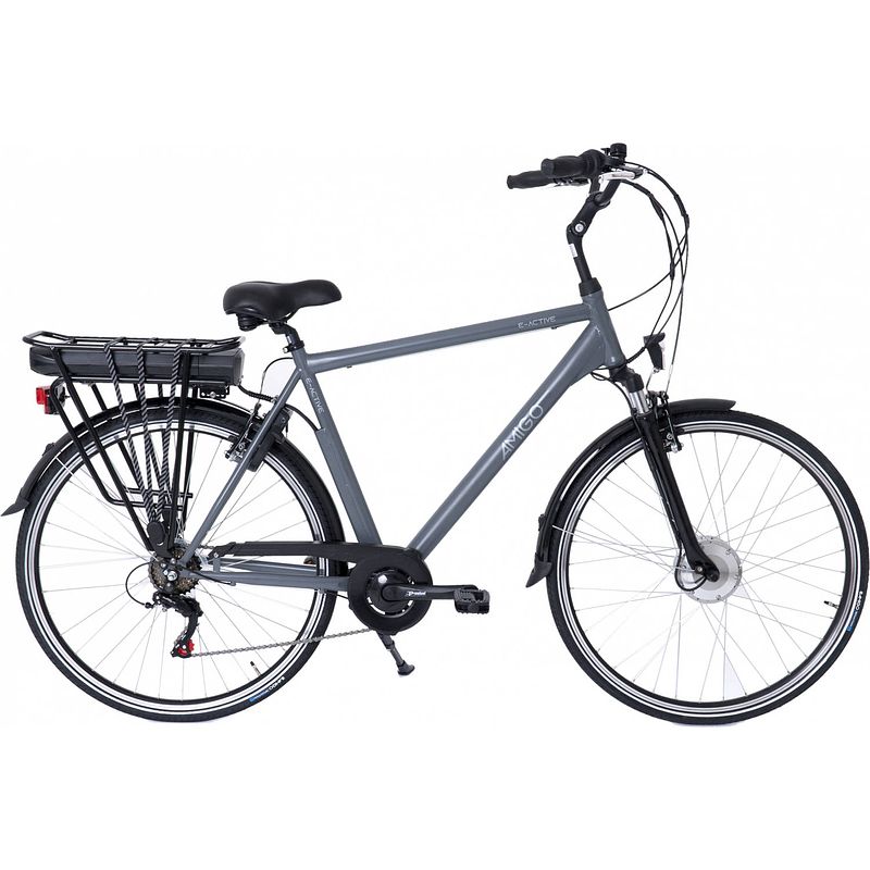 Foto van Amigo elektrische stadsfiets e-active 28 inch 56 cm heren 6v v-brakes matgrijs