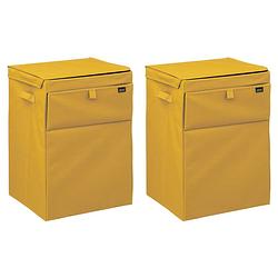 Foto van 5five stapelbare wasmand eureka - 2x - geel - 65 liter - 36 x 36 x 55 cm - wasmanden