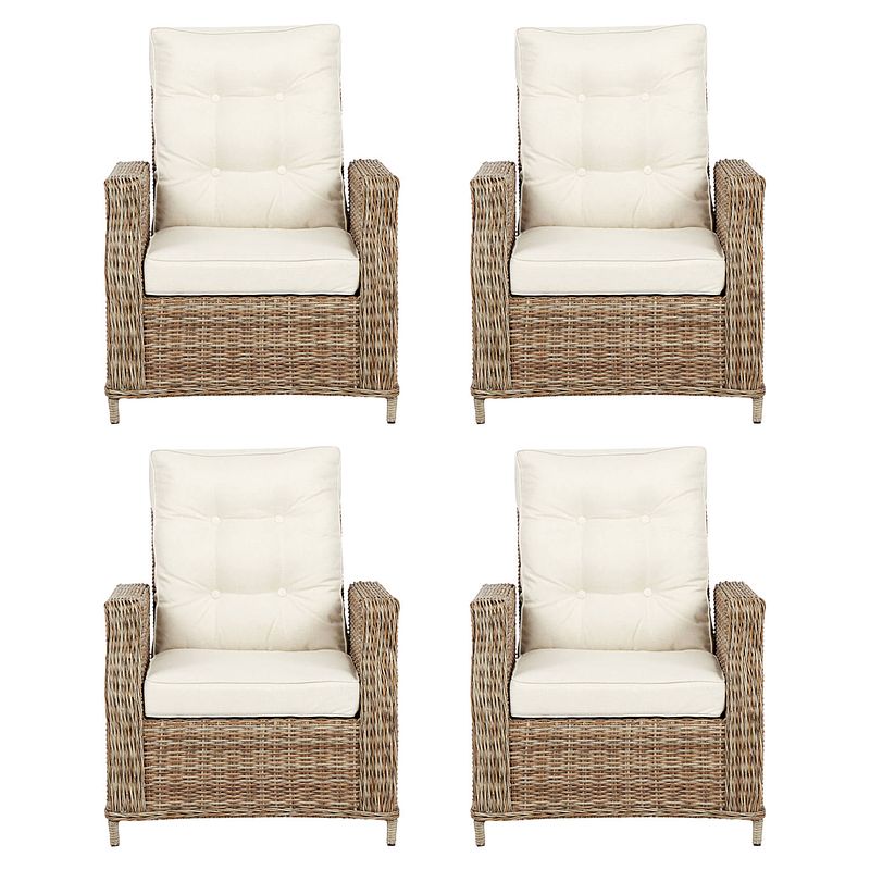 Foto van 4xgram fauteuil tuin incl. kussen, naturel en off white.