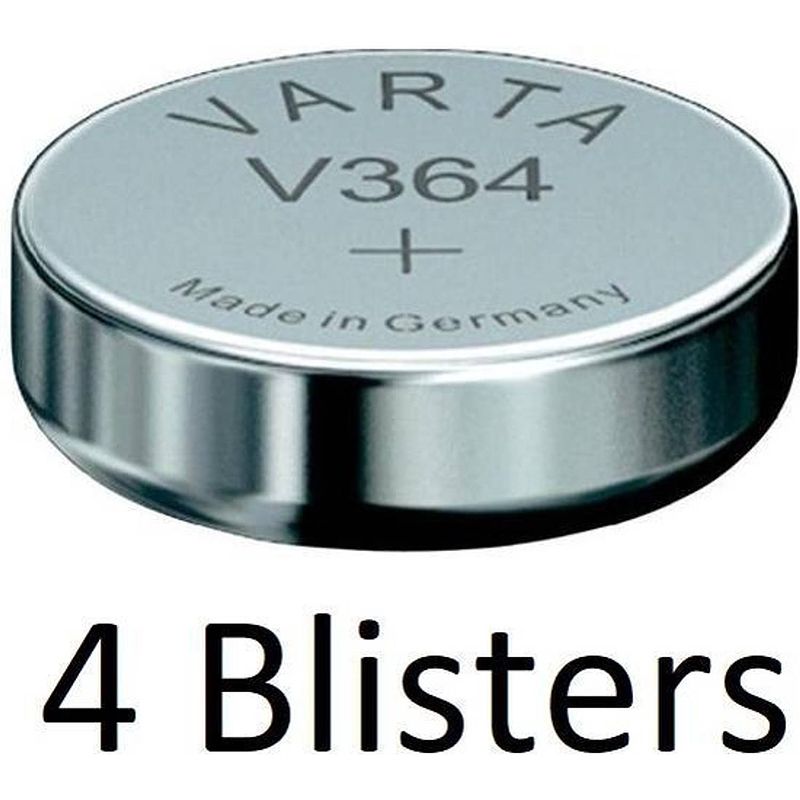 Foto van 4 stuks (4 blisters a 1 st) varta knoopcel batterij sr621 sw/sr60 sw/v364 1bl single-use zilver-oxide