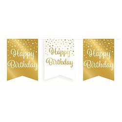 Foto van Paper dreams vlaggenlijn happy birthday 600 cm karton goud/wit