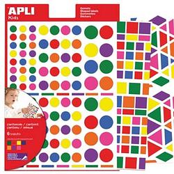 Foto van Apli kids verwijderbare stickers, geassorteerde vormen, kleuren en groottes, blister met 664 stuks