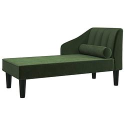 Foto van The living store chaise longue - donkergroen fluweel - 120 x 57 x 63 cm - comfortabele zitting