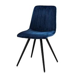 Foto van Hoyz - stoel velvet - straight stitch - blauw - 4 stuks