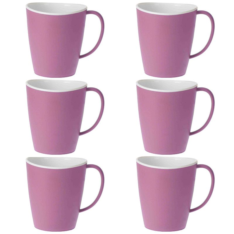 Foto van 6x stuks onbreekbare drinkbekers/mokken - roze - kunststof - 350 ml - bekers