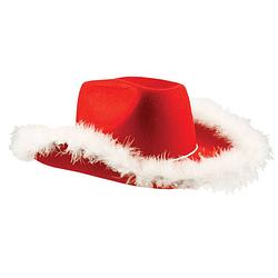 Foto van Luxe cowboyhoed kerstmuts rood