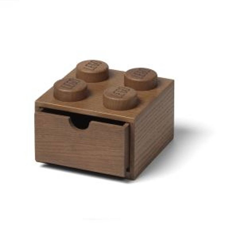 Foto van Lego wooden collection - opbergbox bureaulade brick 4 - hout - bruin