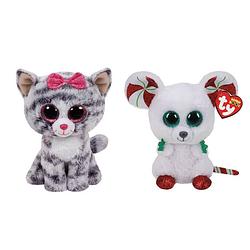 Foto van Ty - knuffel - beanie boo's - kiki cat & christmas mouse