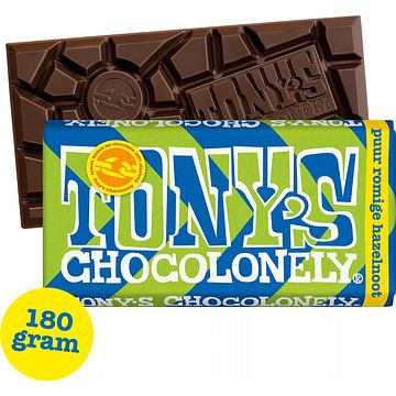 Foto van Tony'ss chocolonely reep puur romige hazelnoot crunch 180g bij jumbo