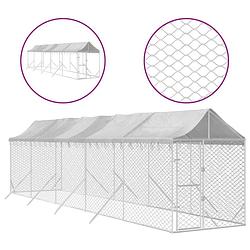 Foto van The living store hondenkennel - gegalvaniseerd staal - 2x10x2.5m - afsluitbare deur