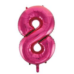 Foto van Cijfer 8 folie ballon roze van 86 cm