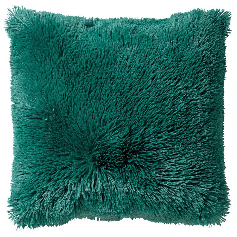 Foto van Dutch decor fluffy - kussenhoes unikleur galapagos green 45x45 cm - groen - groen