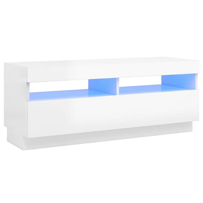 Foto van The living store tv-meubel hifi hoogglans wit - 100 x 35 x 40 cm - rgb led-verlichting